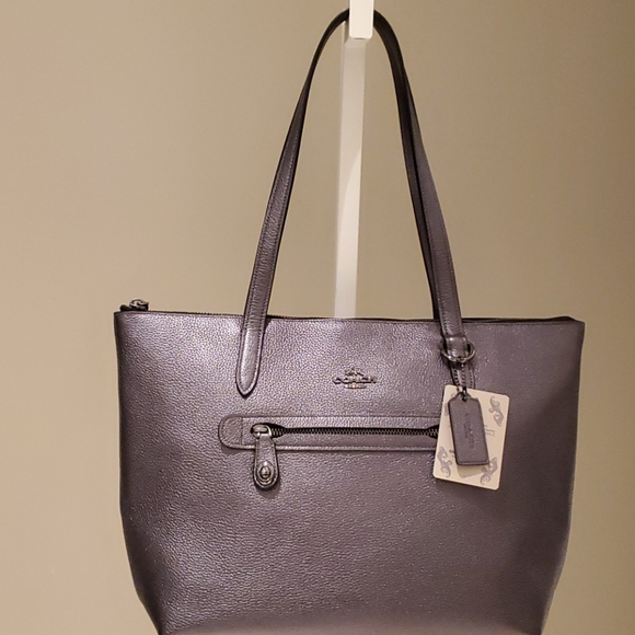SOLD! Coach Taylor Tote in Metallic Pebble Leather - Picture 7 of 11